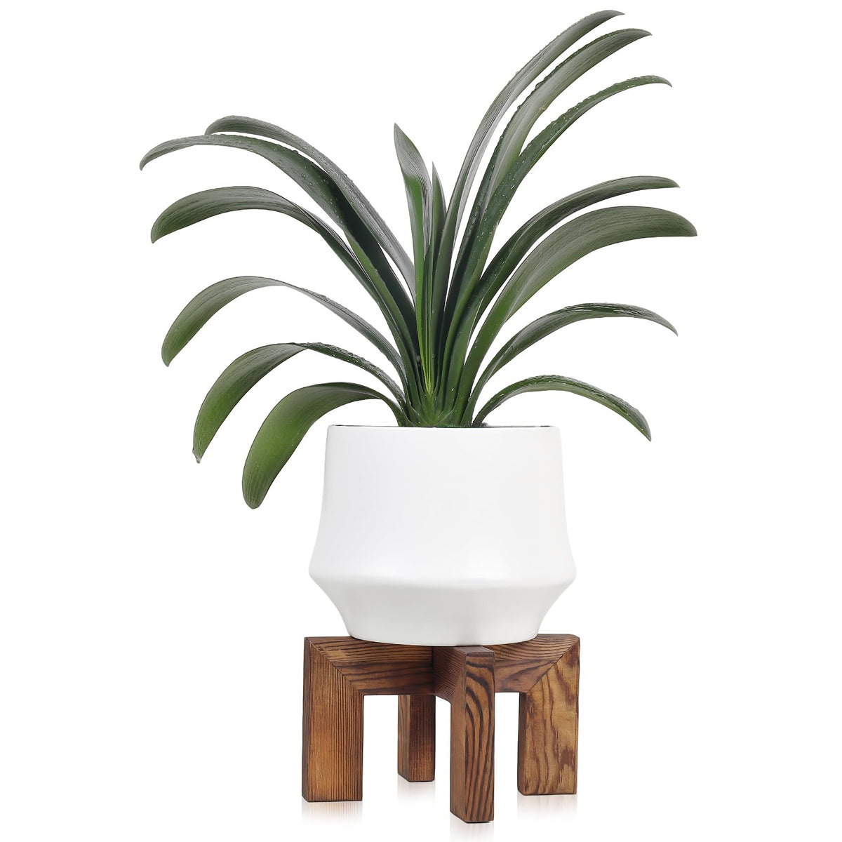 Vigordream Plant Stand, Indoor/Outdoor Wood Plant Holder, Single Flower Pot Stand, Sturdy Planter Stand (Walnut, Fit 5-9 Inch Po
