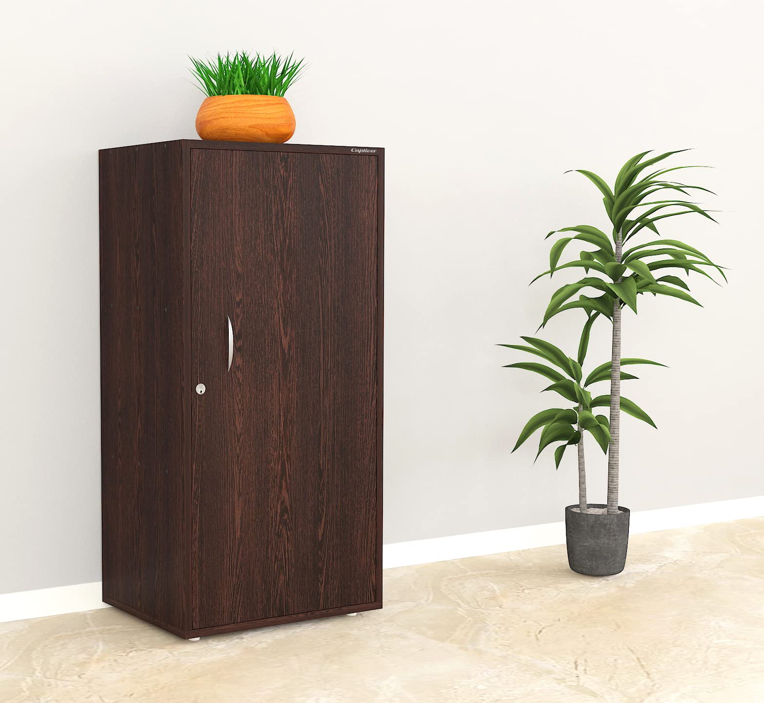 Captiver Alba Engineered Wood Free Standing Home Office Storage Wardrobe Cabinets Organizer With 1 Door Lockable (19X15X38 Inch,
