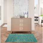 Nourison Essentials Indoor/Outdoor Blue Green 3' X 5' Area -Rug, Easy -Cleaning, Non Shedding, Bed Room, Living Room, Dining Room, Backyard, Deck, Patio (3X5)