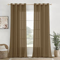 Homemonde Solid Sheer Curtain  Linen Textured Customize Curtain For Home Decor, Hangs Elegantly With Grommet Curtains  Dark Br