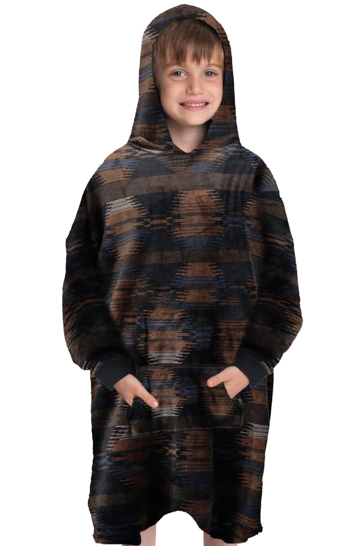 Mad Dog Kids Blanket Hoodie - Wearable Blankets With Cozy Sleeves, Soft Fleece & Sherpa Designs, For Boys & Girls, Ages 4-13, Di