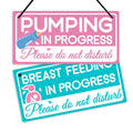 Putuo Decor Breastfeeding or Pumping in Progress Door Sign, Reversible Double Sided Sign for Home, Nursery, Baby Room, 10x5 Inch