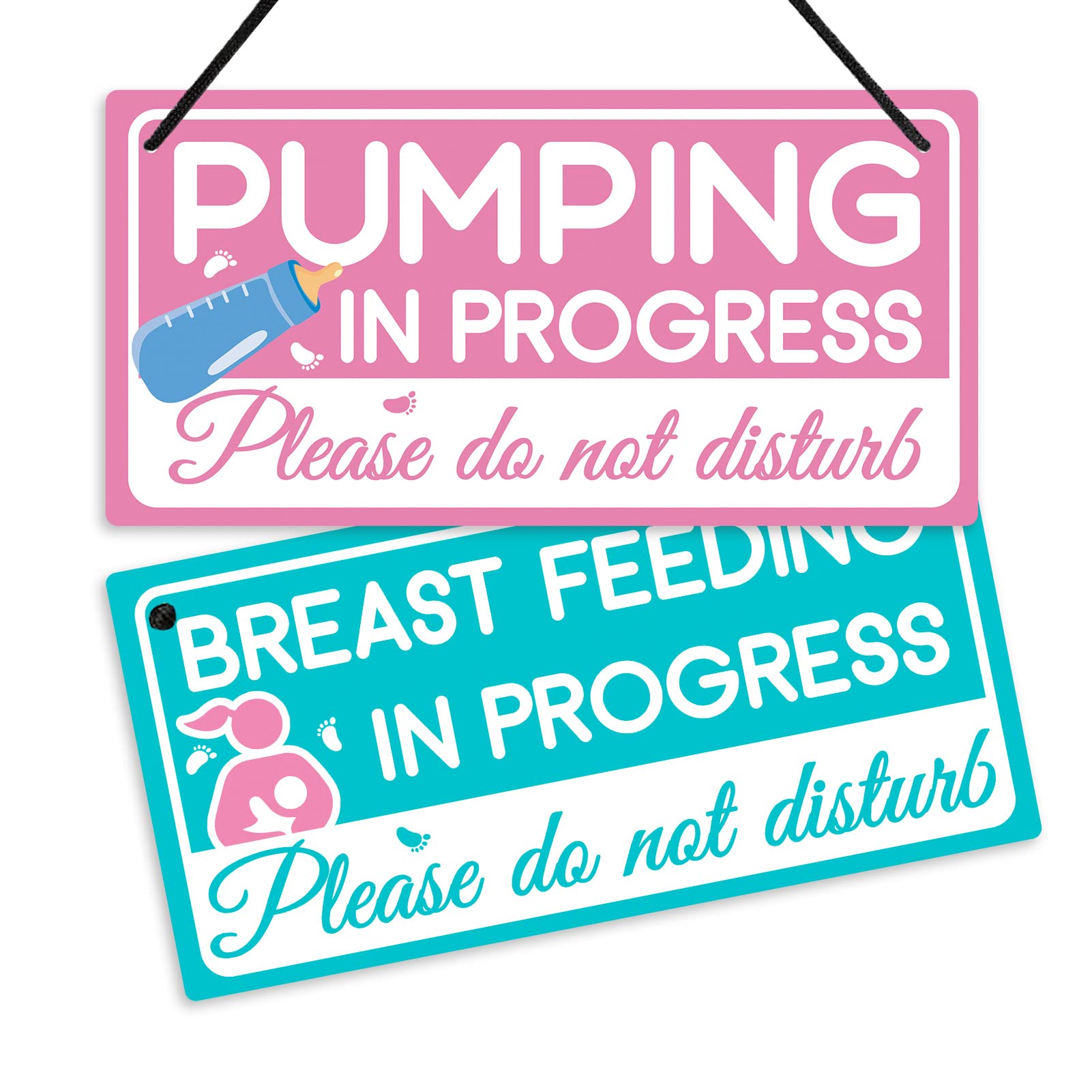 Putuo Decor Breastfeeding or Pumping in Progress Door Sign, Reversible Double Sided Sign for Home, Nursery, Baby Room, 10x5 Inch