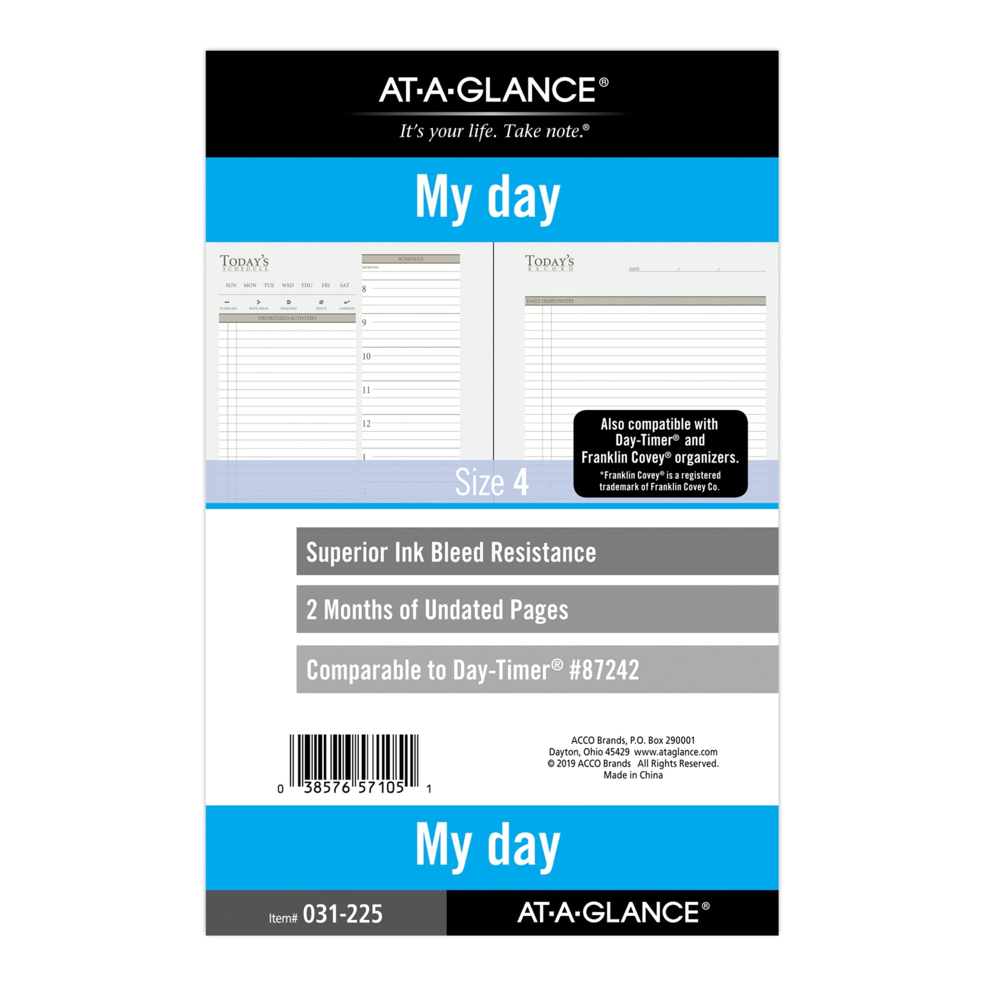 At-A-Glance Daily Planner Refill, 87242 Day-Timer, 2 Months, Undated, Size 4, 5-1/2' X 8-1/2' (031-225)