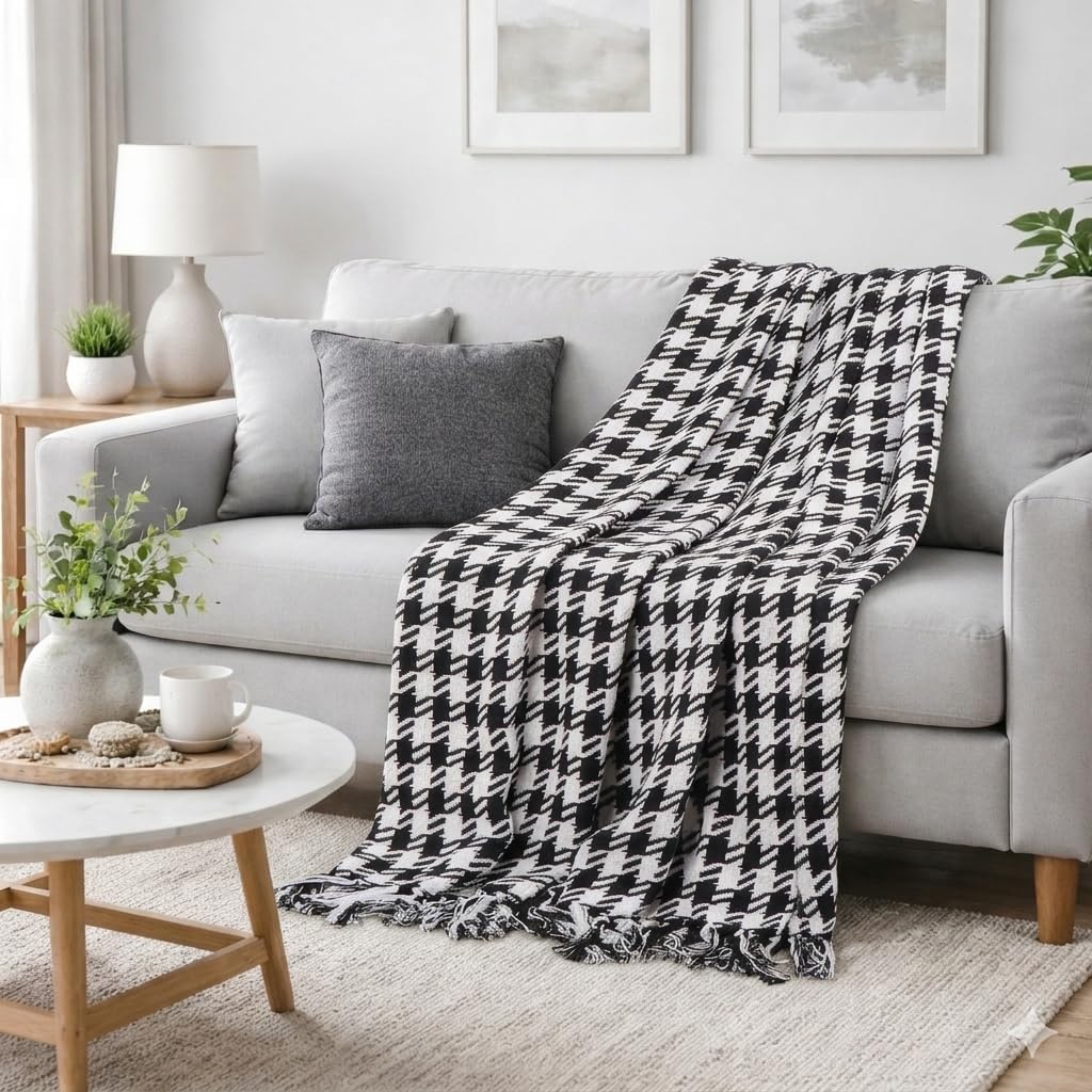 Cazimo Soft 100% Cotton Throw Blanket for Sofa/Couch and Bed  60 * 50 inches | Lightweight, Breathable & Cozy | Ideal for Summe
