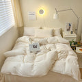 Luxlovery White Fluffy Comforter Queen All White Velvet Bedding Comforter Set Flannel Solid White Cozy Puffy Plush Blanket Quilt