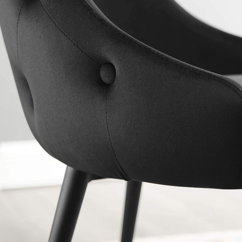 Modway Adorn Tufted Performance Velvet Dining Side Chair, Black 25D X 22W X 34H Inch