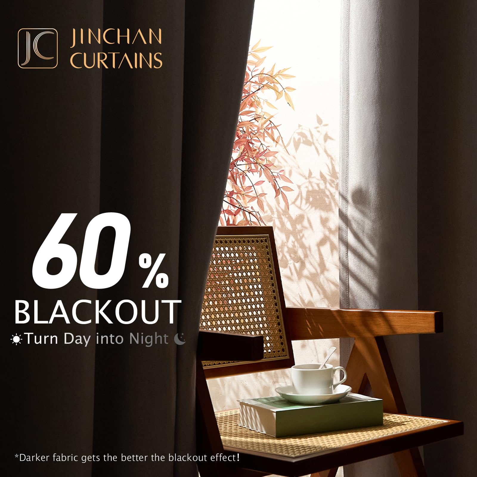 Jinchan Room Darkening Curtain 84 Inch Length Beige Curtain For Bedroom Living Room Curtain 1 Panel Texture Curtain Grommet Top Window Drape 72 Inches Wide By 84 Inches Long