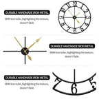 Leike Extra Large Wall Clocks,Silent Little Ticking,Battery Operated Vintage Round Modern Metal Wall Clock For Living Room, Bedr