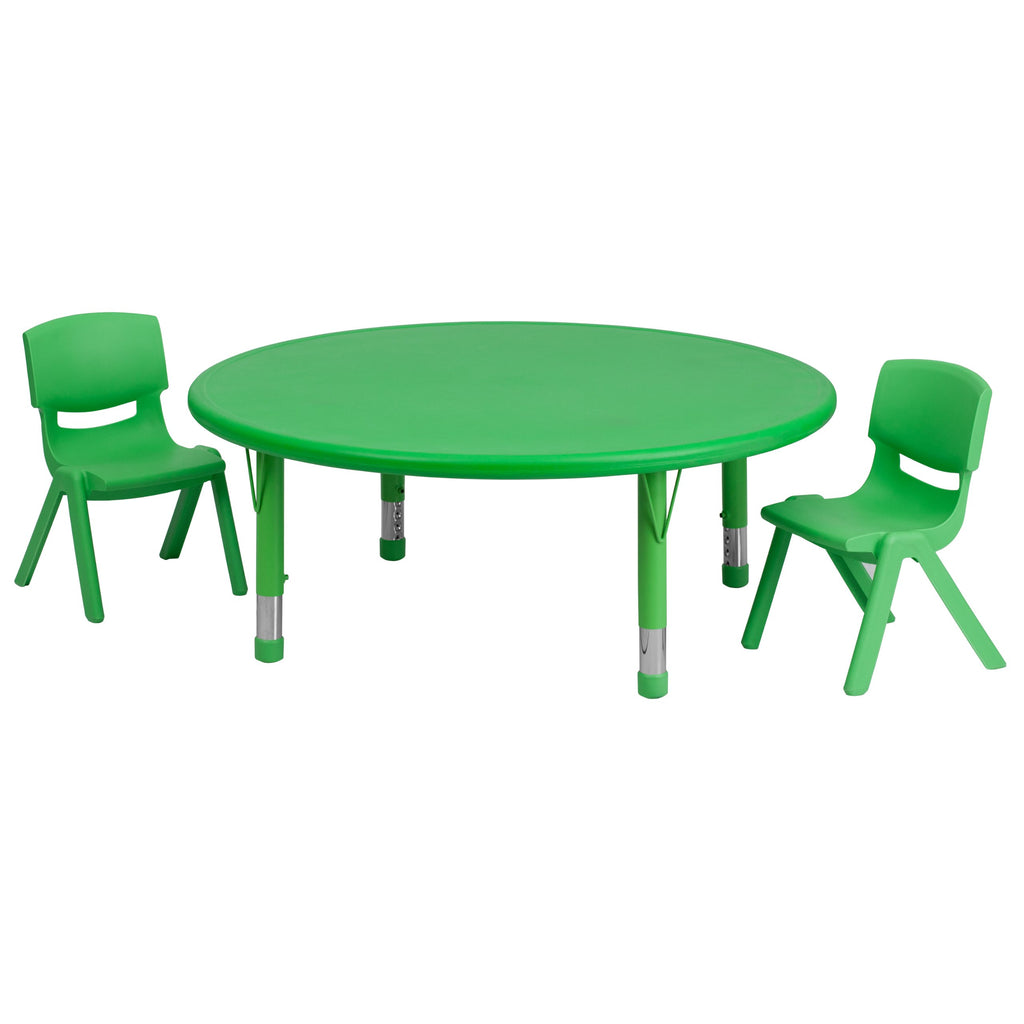 Flash Furniture Round Activity Table Set, 45'W X 45'D X 14.50' - 23.75'H, Green