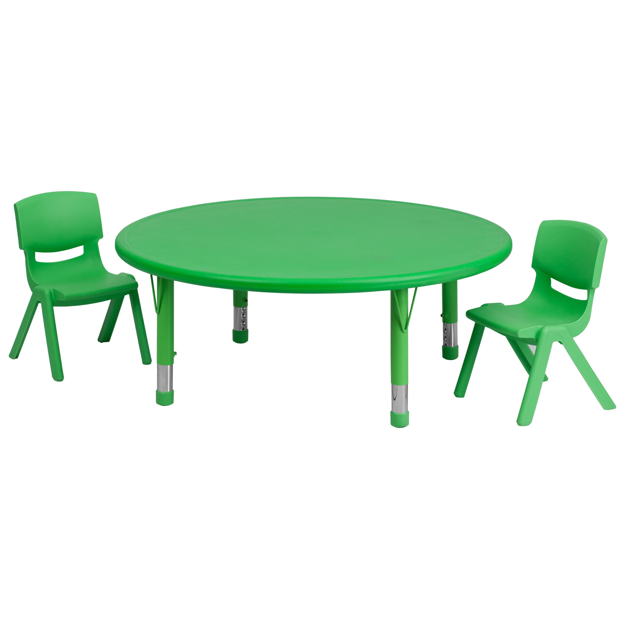 Flash Furniture Round Activity Table Set, 45'W X 45'D X 14.50' - 23.75'H, Green