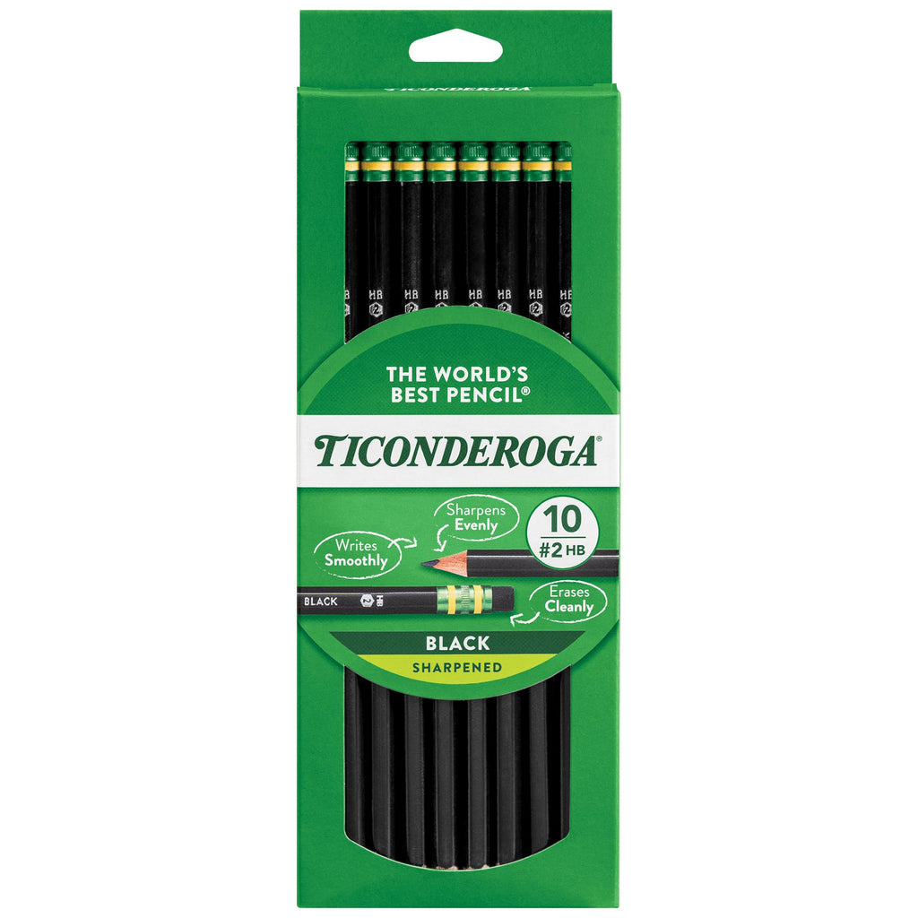 Ticonderoga Wood-Cased Pencils HB Soft #2 Black 10 Count