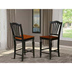 East West Furniture CHS-BLK-W Chelsea Counter Height Barstools - Slat Back Wooden Seat Chairs, Set of 2, Black & Cherry