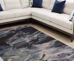 HomeRoots 512756 8 x 10 ft. Green Blue & Black Wool Abstract Hand Tufted Handmade Stain Resistant Rectangle Area Rug