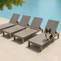NBYSGO Outdoor Chaise Lounge Chairs Set of 4, 5-Position Adjustable Tanning Lounge Chairs with Wood Texture, All-Weather Resin P