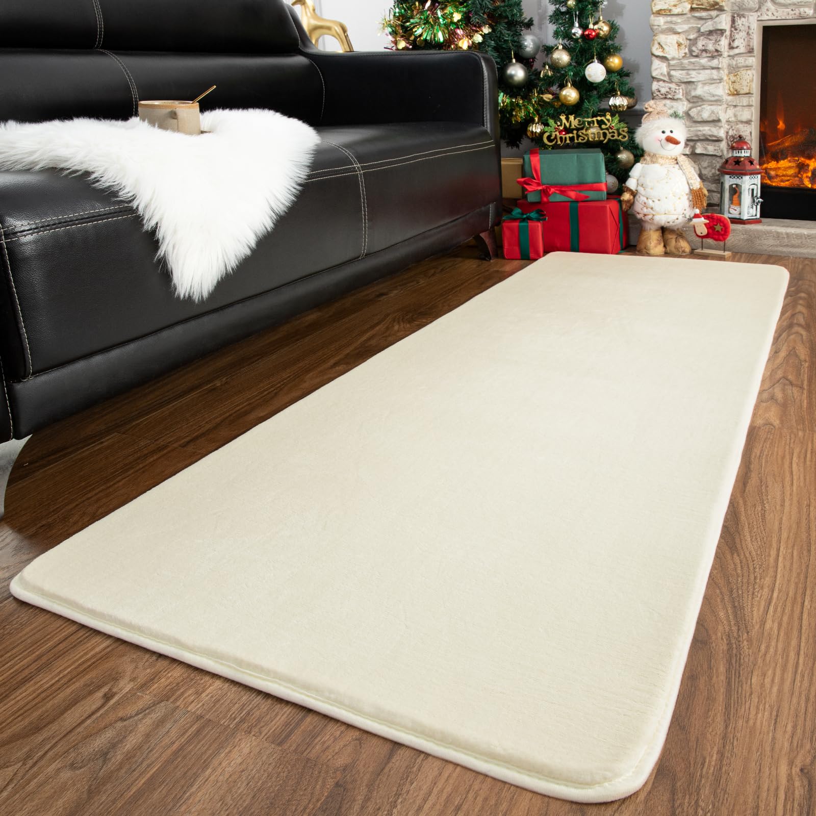 Przemy Washable Runner Rug For Bedroom Living Room, 2X6 Feet Cream Memory Foam Rug, Super Soft Modern Indoor Runner Carpet For H