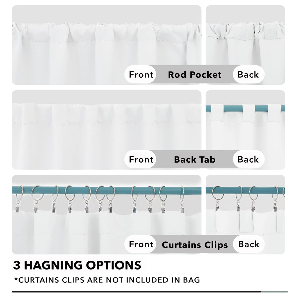 Deconovo Long Semi Blackout Curtains - Back Tab And Rod Pocket 50% Light Blocking Curtain Drapes For Hall Room, 42X108 Inch, White, 2 Panels