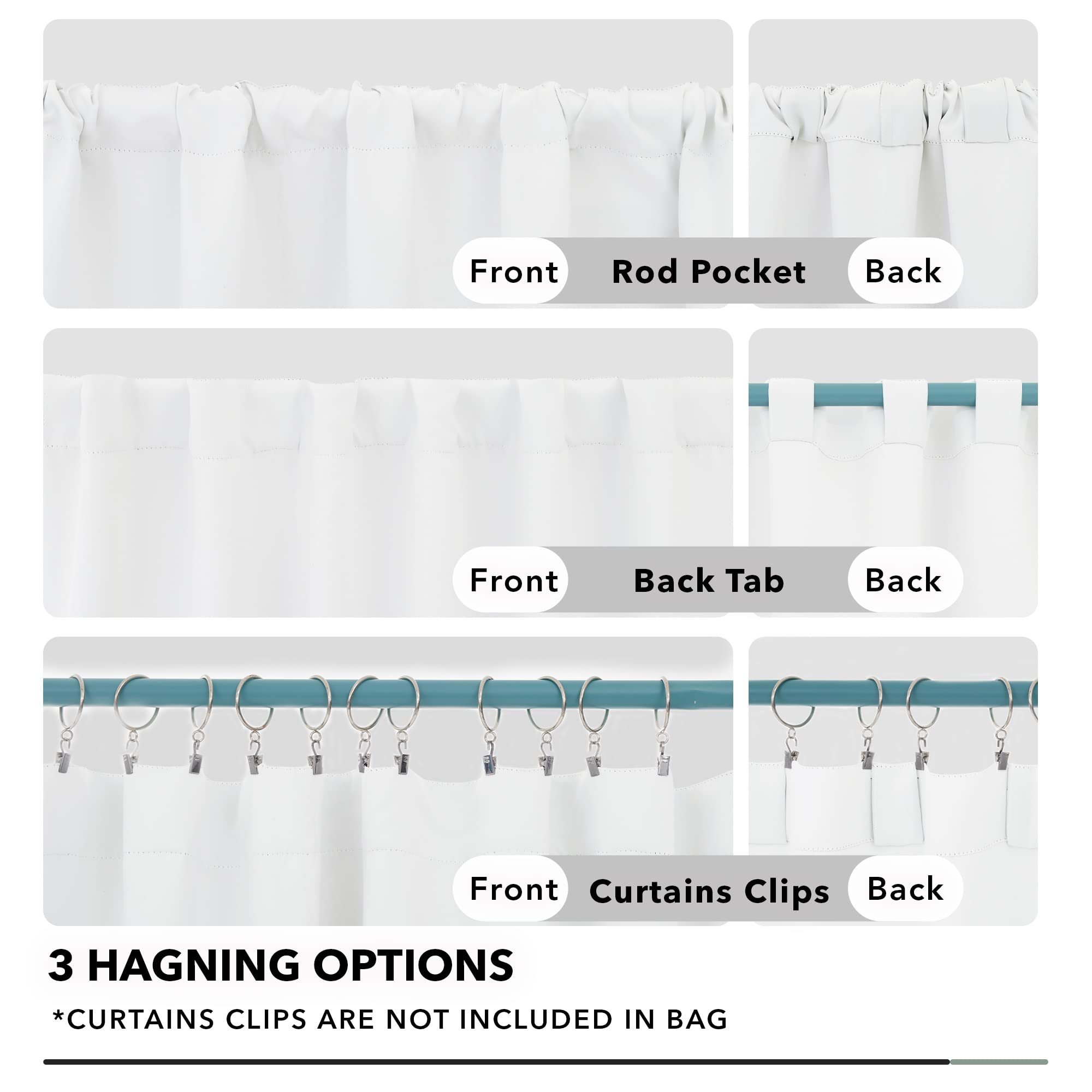 Deconovo Long Semi Blackout Curtains - Back Tab And Rod Pocket 50% Light Blocking Curtain Drapes For Hall Room, 42X108 Inch, White, 2 Panels