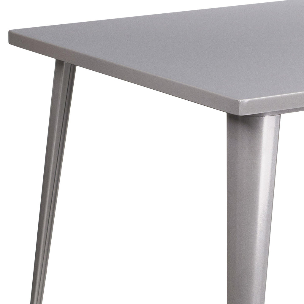 Flash Furniture Parker Commercial Grade 35.5" Square Silver Metal Indoor-Outdoor Table
