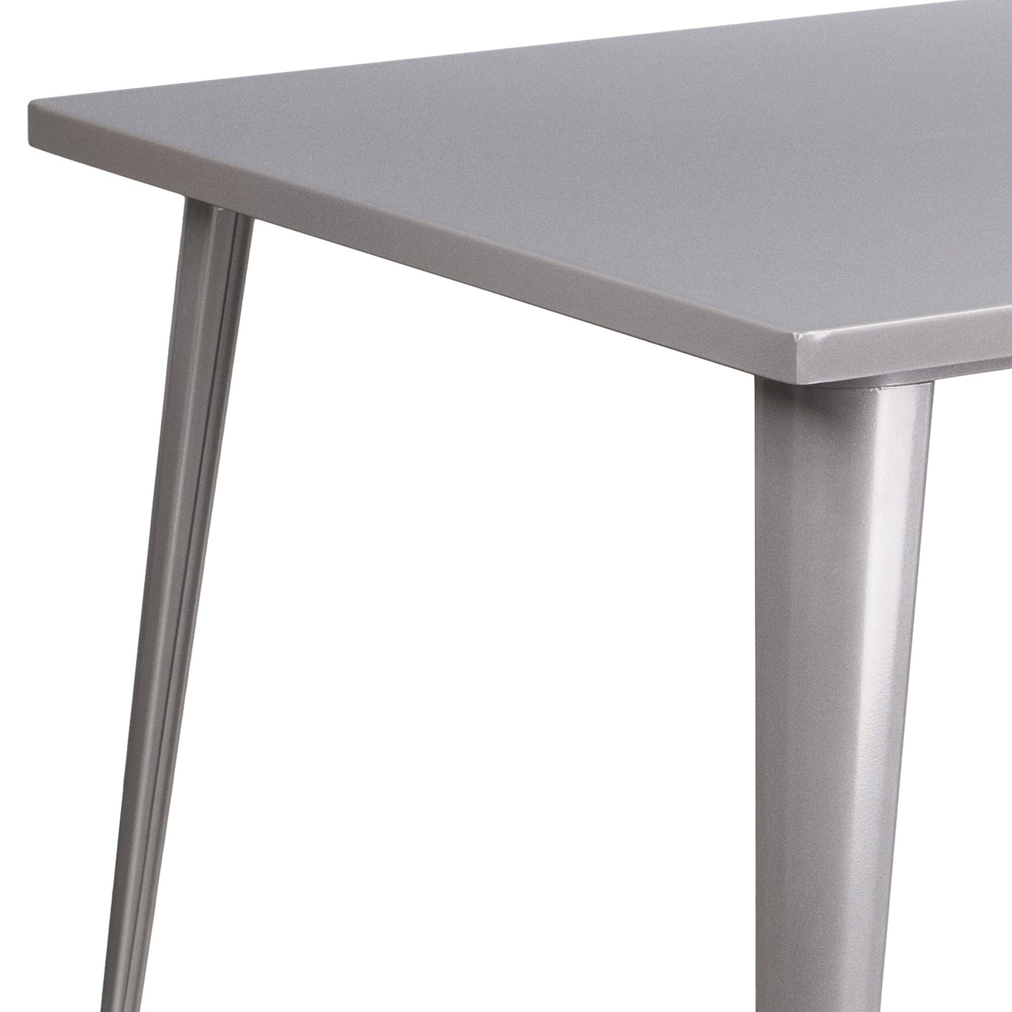 Flash Furniture Parker Commercial Grade 35.5" Square Silver Metal Indoor-Outdoor Table