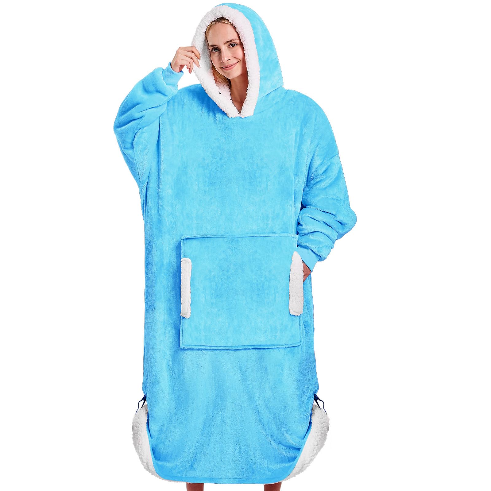 Yescool Wearable Blanket Hoodie - Birthday Gifts For Adults/Women/Mom, Flannel Cozy Sherpa Fleece Blanket Sweatshirt With Hood,