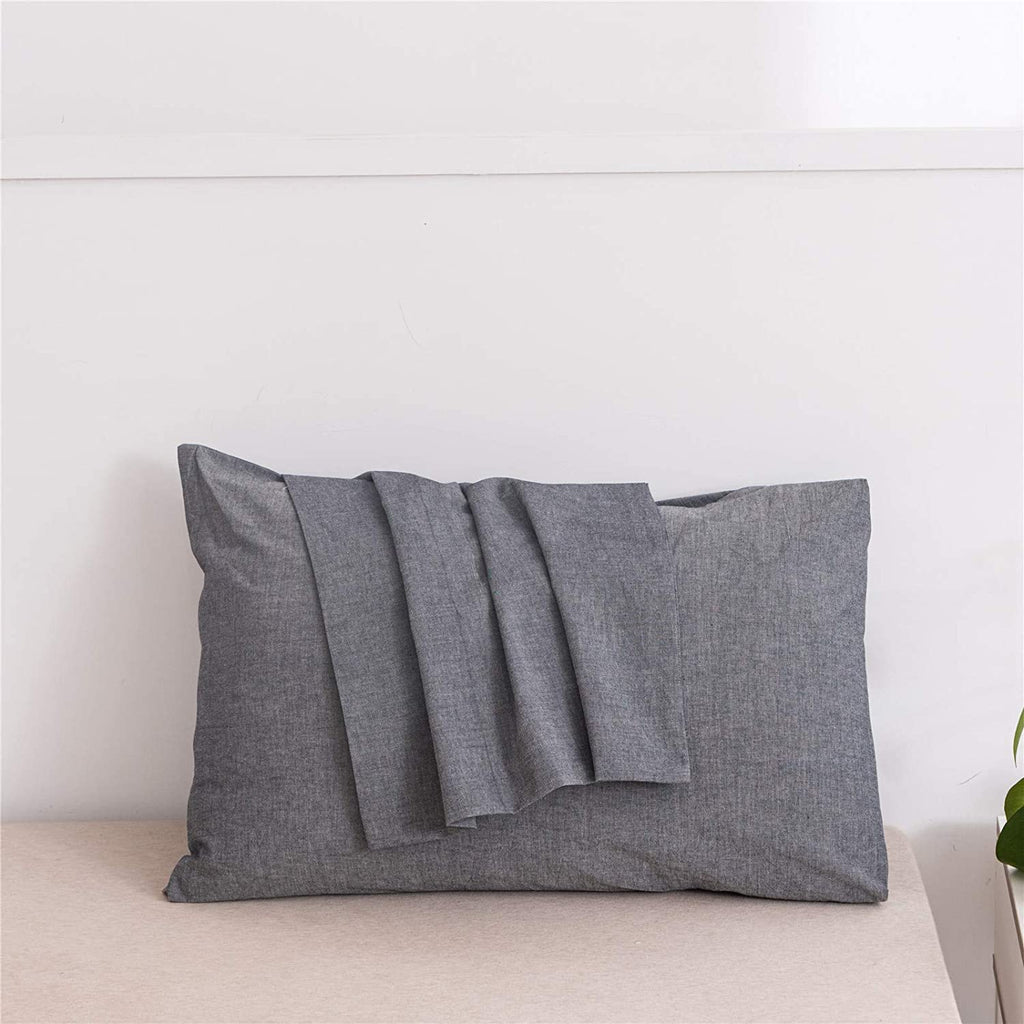 Jellymoni Pillowcases Standard Set Of 2 Cotton Envelope Pillow Covers Black 20  26In Bed Pillow Cases 100% Washed Cotton Soft Br