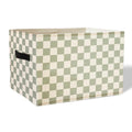 KDHTY Sage Green Checkered Storage Basket Organizer Bins With Handles,Rectangular Organizing Decorative Storage Basket for Kids,