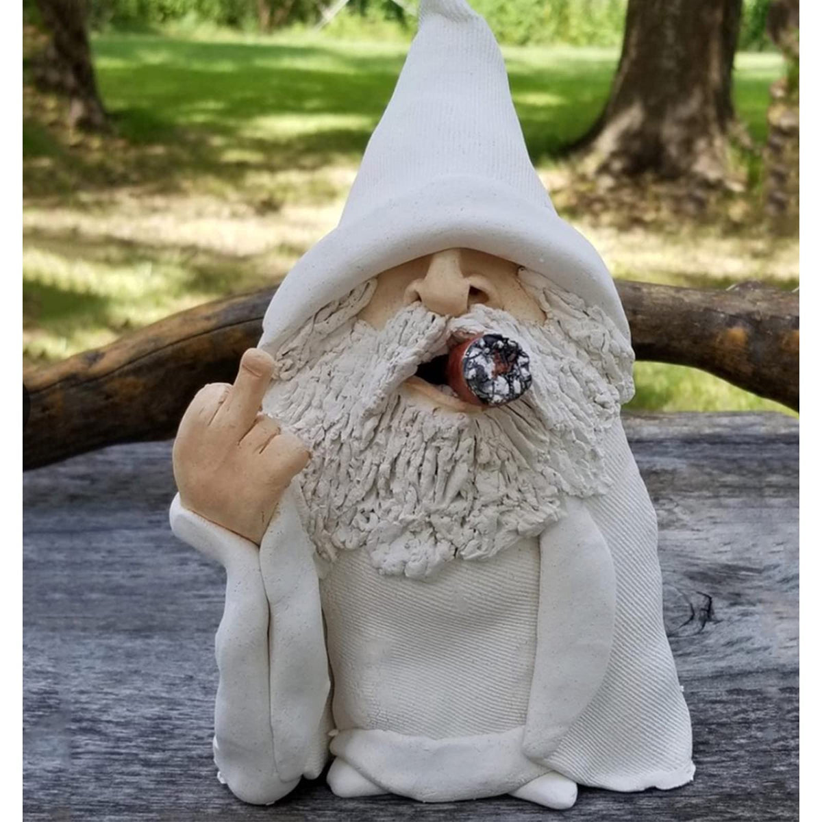Tirifer Garden Gnome, Wizard Gnome 3D Dwarves, Polyresin Outdoor Sculpture Middle Finger Gnome Statue Garden Figurine Art Garden