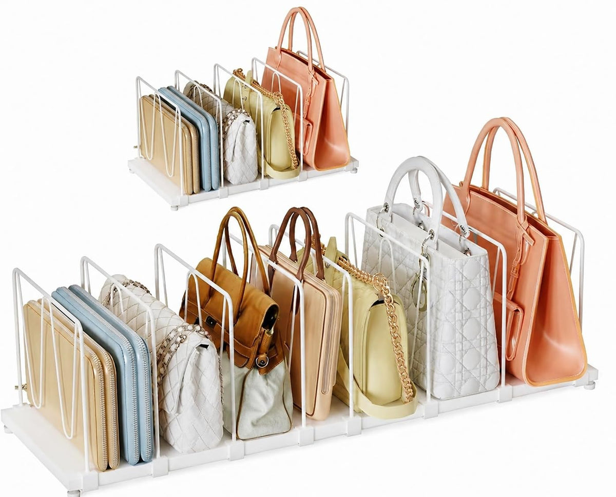 Dmevkic Extendable Purse Organizers Purse Storage. Length 1527inch. Bag Organizer Purse Holder for Closet with 8 Adjustable She