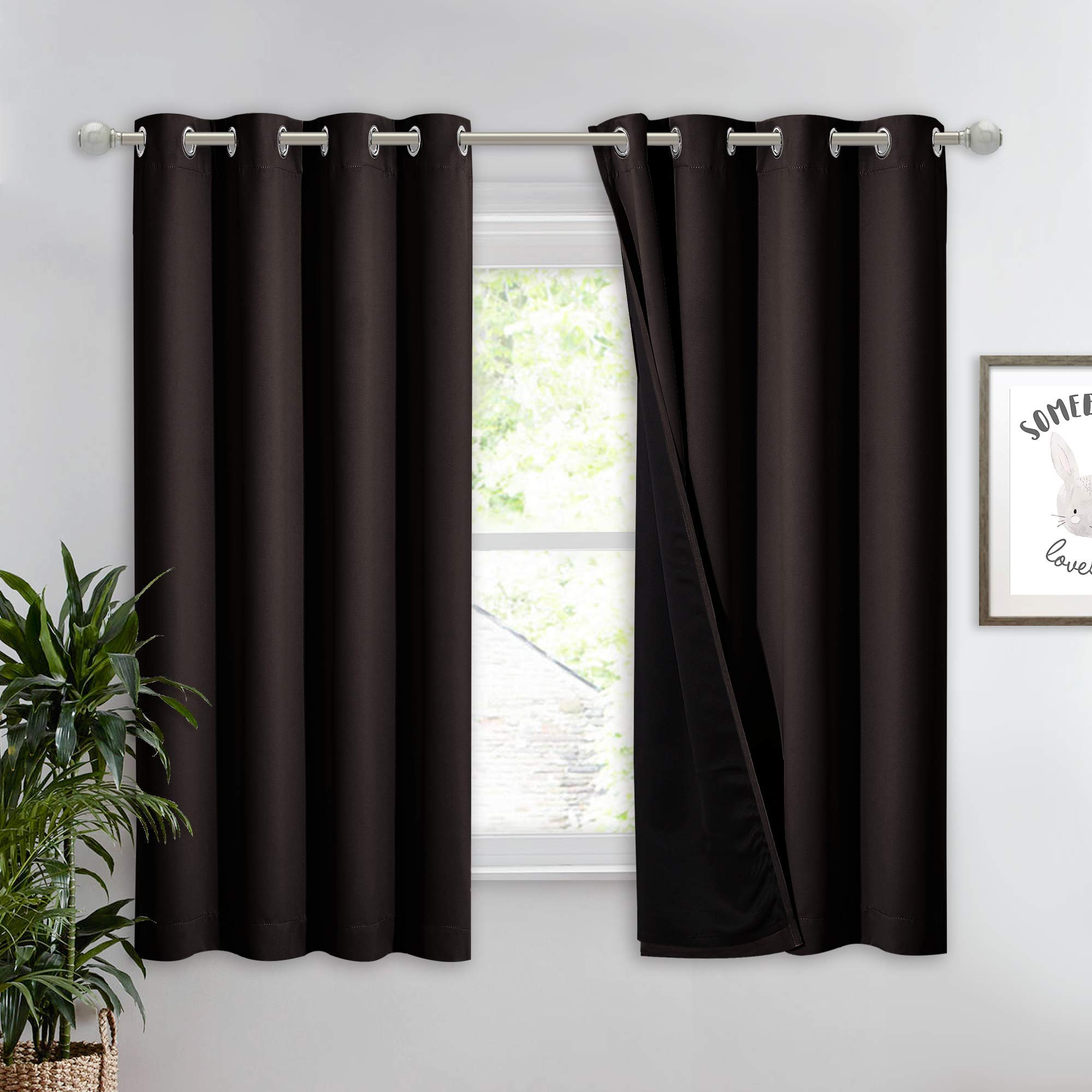 NICETOWN Complete 100% Blackout Curtain, Thermal Insulated & Energy Efficiency Window Drapery with Black Liner, Noise Reducing S