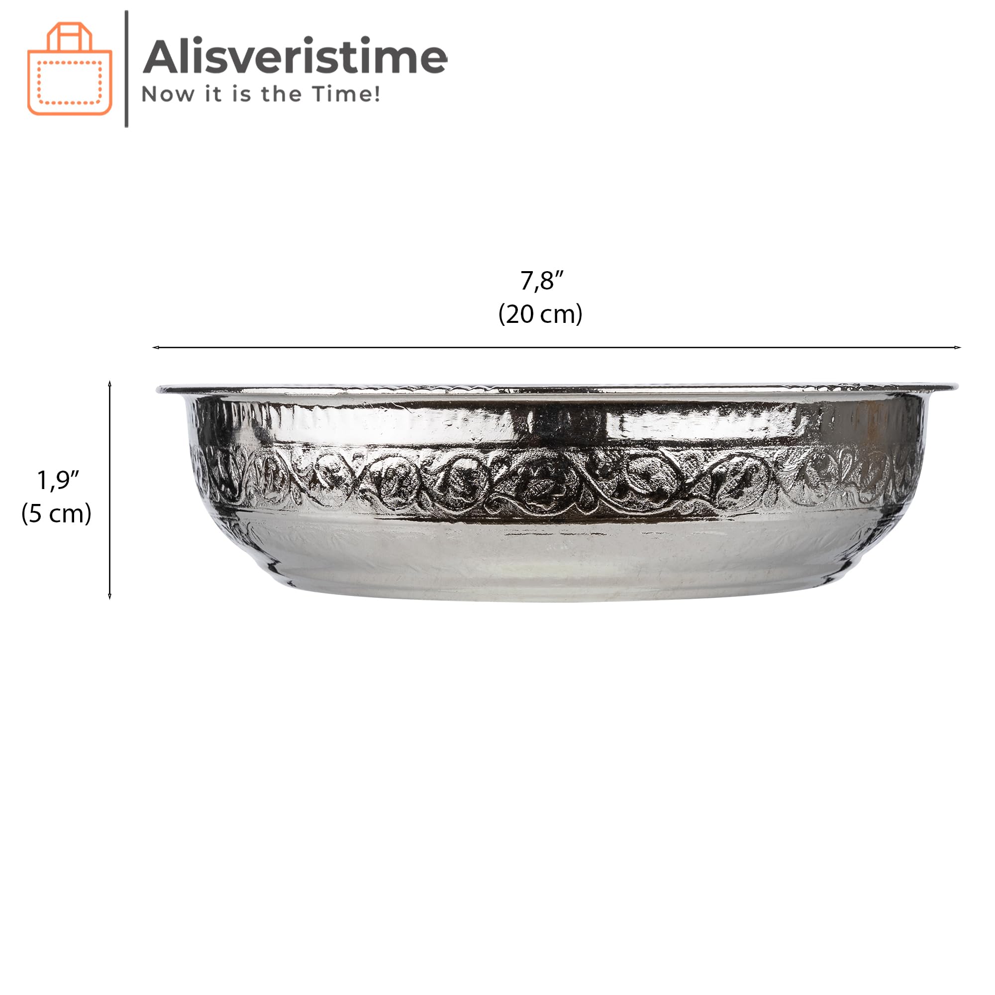 Alisveristime Traditional Turkish Bath Hammam Bowl With Authentic Motifs (440Gr (15.50 Oz) Made Of Zinc (7.87-Inch Diameter) (Si