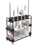 Stelhold Broom and Mop Holder with Cleaning Supplies Organizer (Black)