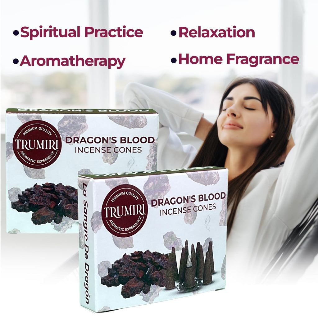 Dragons Blood Incense Cones - Total 20 Cone Incense - Dual Pack Of 10 Insence Cones - Incense Cones Scented - Cone Incense Scent