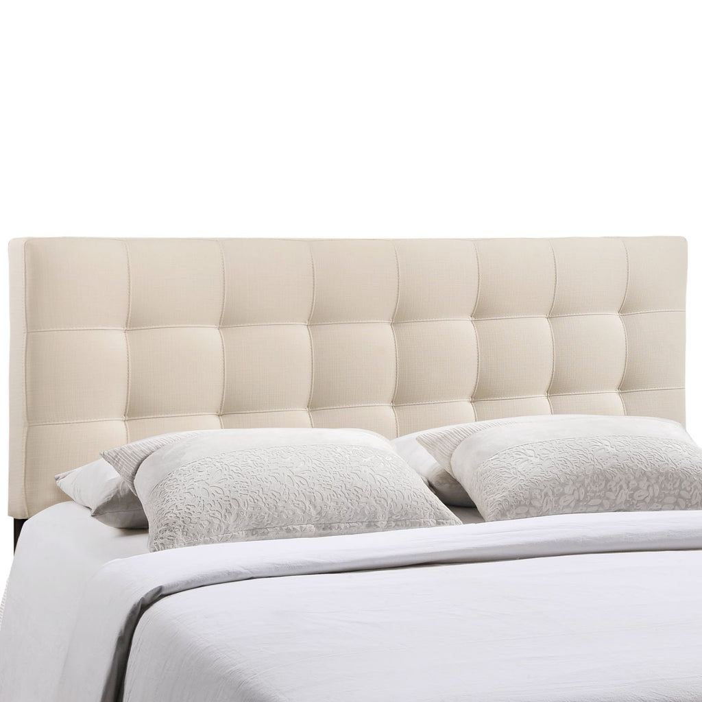 Modway Lily Tufted Linen Fabric Upholstered Queen Headboard in Ivory