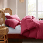 Nestl Twin Duvet Cover Set - Soft Double Brushed Burgundy Red Duvet Cover Twin/Twin Xl, 2 Piece, With Button Closure, 1 Duvet Co