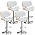 Yafiti Swivel Bar Stools Set Of 4 For Kitchen Counter, Adjustable Bentwood Barstools, Modern Pu Leather Upholstered Bar Chair Wi