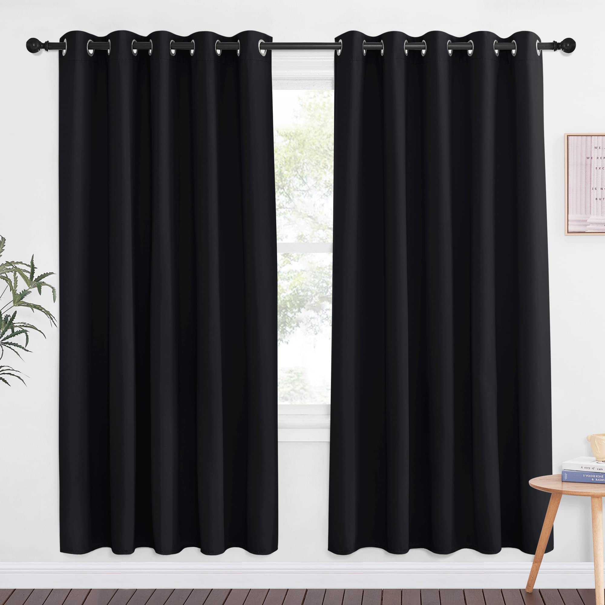 NICETOWN Blackout Curtain Drape for Night Shift - Light Reducing Thermal Insulated Solid Grommet Blackout Window Treatment for L