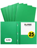 Sunee 2 Pocket Folders With Prongs (25 Pack, Green), Paper Folders With 2 Pockets And 3 Prongs Fit Letter Size Paper, Folders Wi