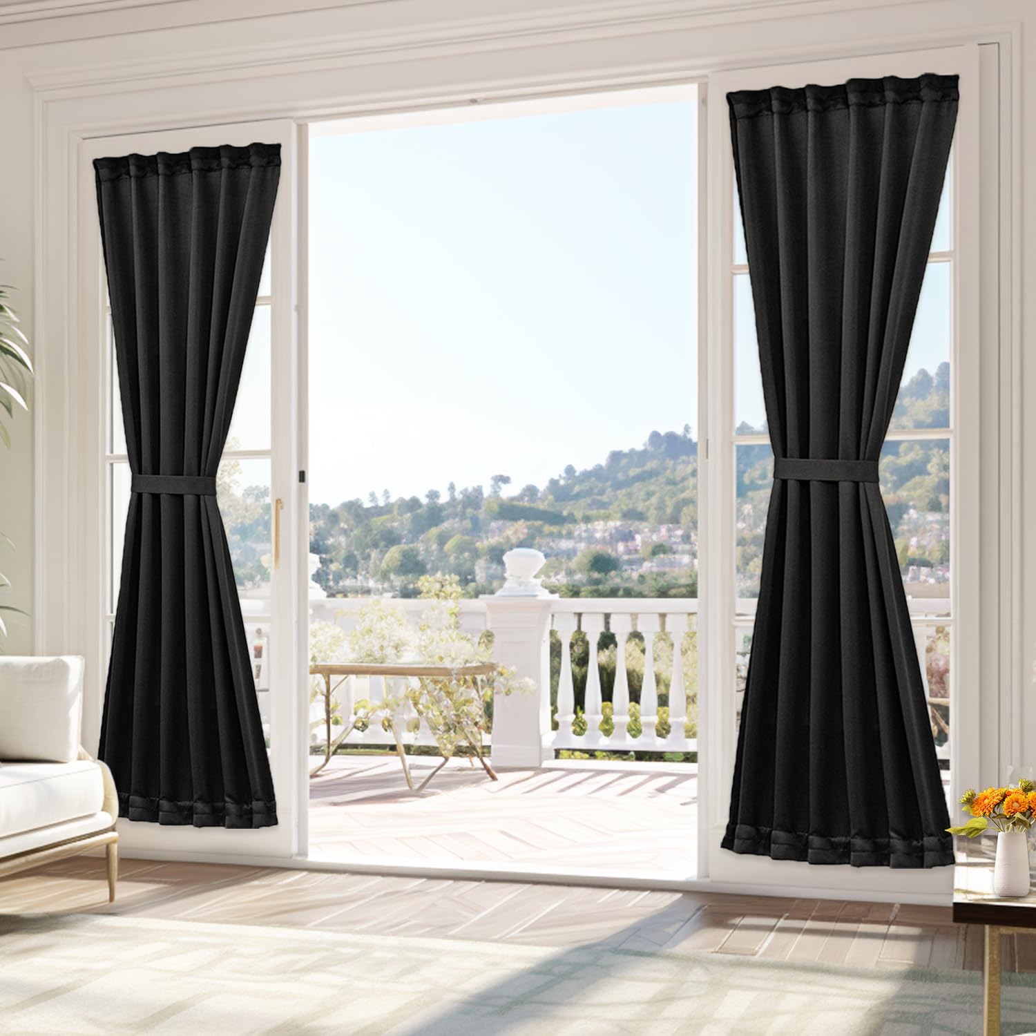 Vatge Blackout French Door Curtains Sidelight Curtains for Front Door Privacy, Side Door Window Curtains for Glass Door, 1 Panel