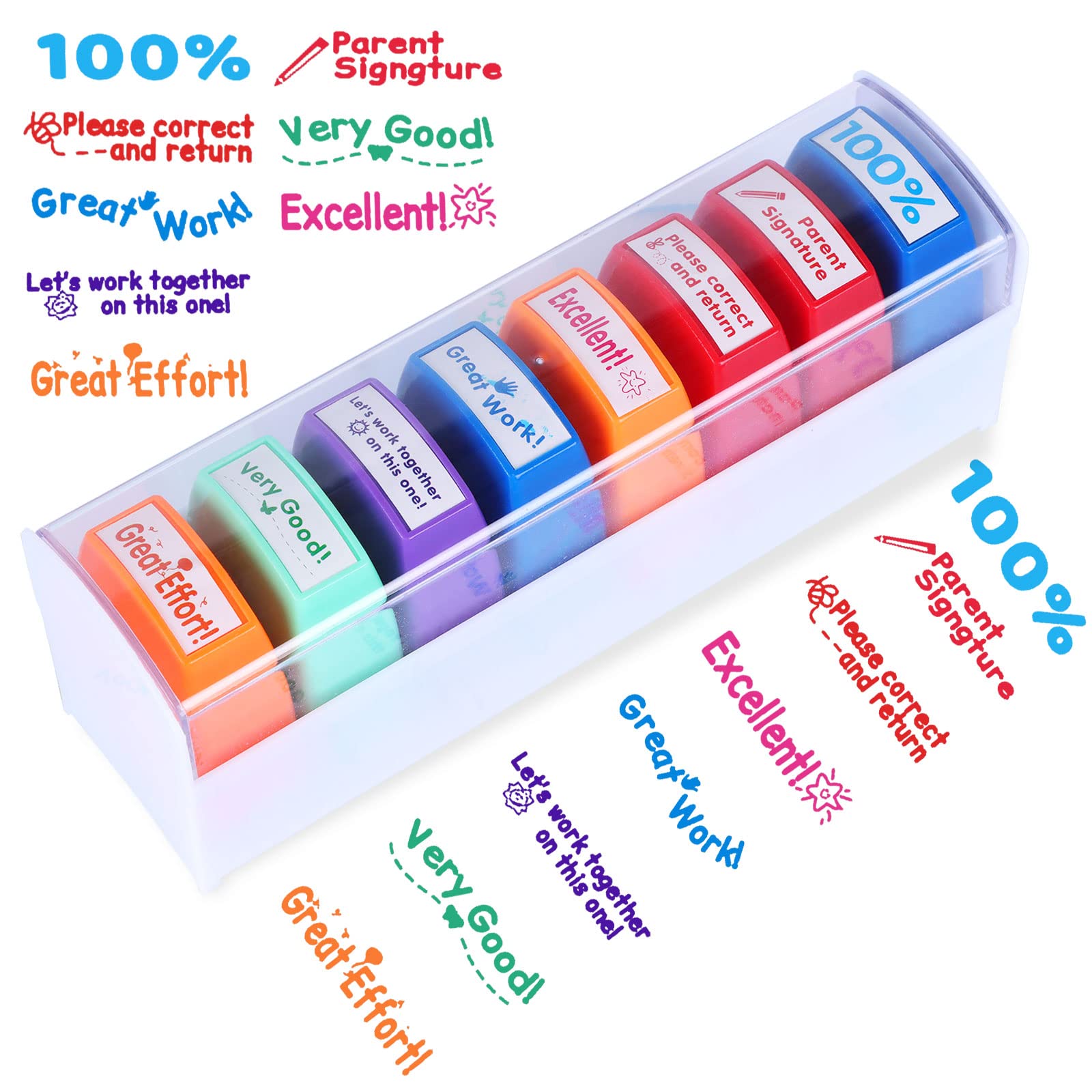 Swity Home Self-Inking Teacher Stamp Set Mess-Free Motivation Teacher Grading Stamp Set Teachers Review Homework Feedback Stamps