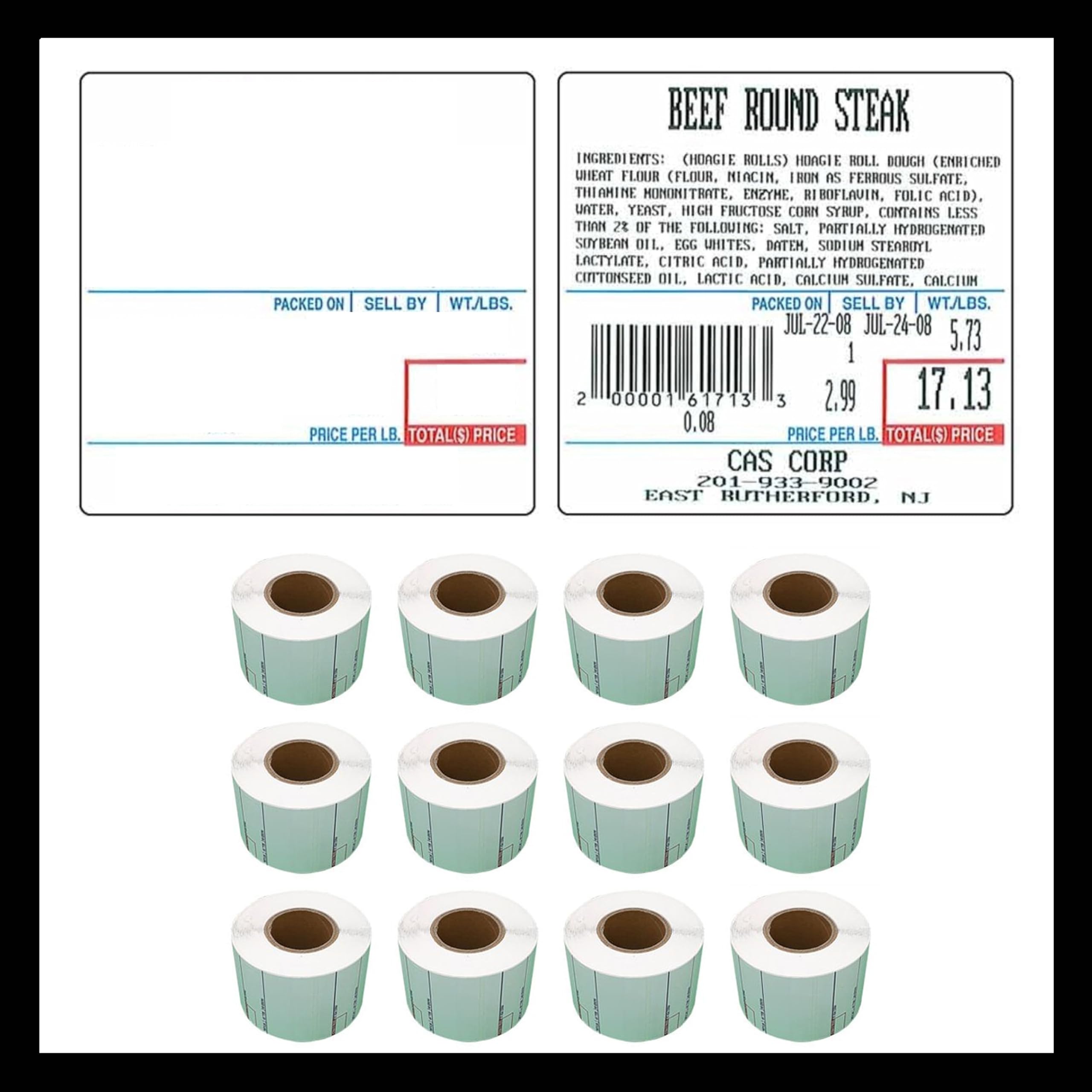 Pokanic Labels Lst-8020 Thermal 12 Rolls - 6000 Labels Printer Printing Scale Compatible With Cas Lp-1000 Cl-5000 Cl-5500 Cl-720