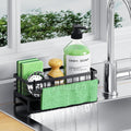 Kitchen Sink Organiser Organizer Soap Stand for Holder Sponge with Drainage  Sink Counter Storage (Black)