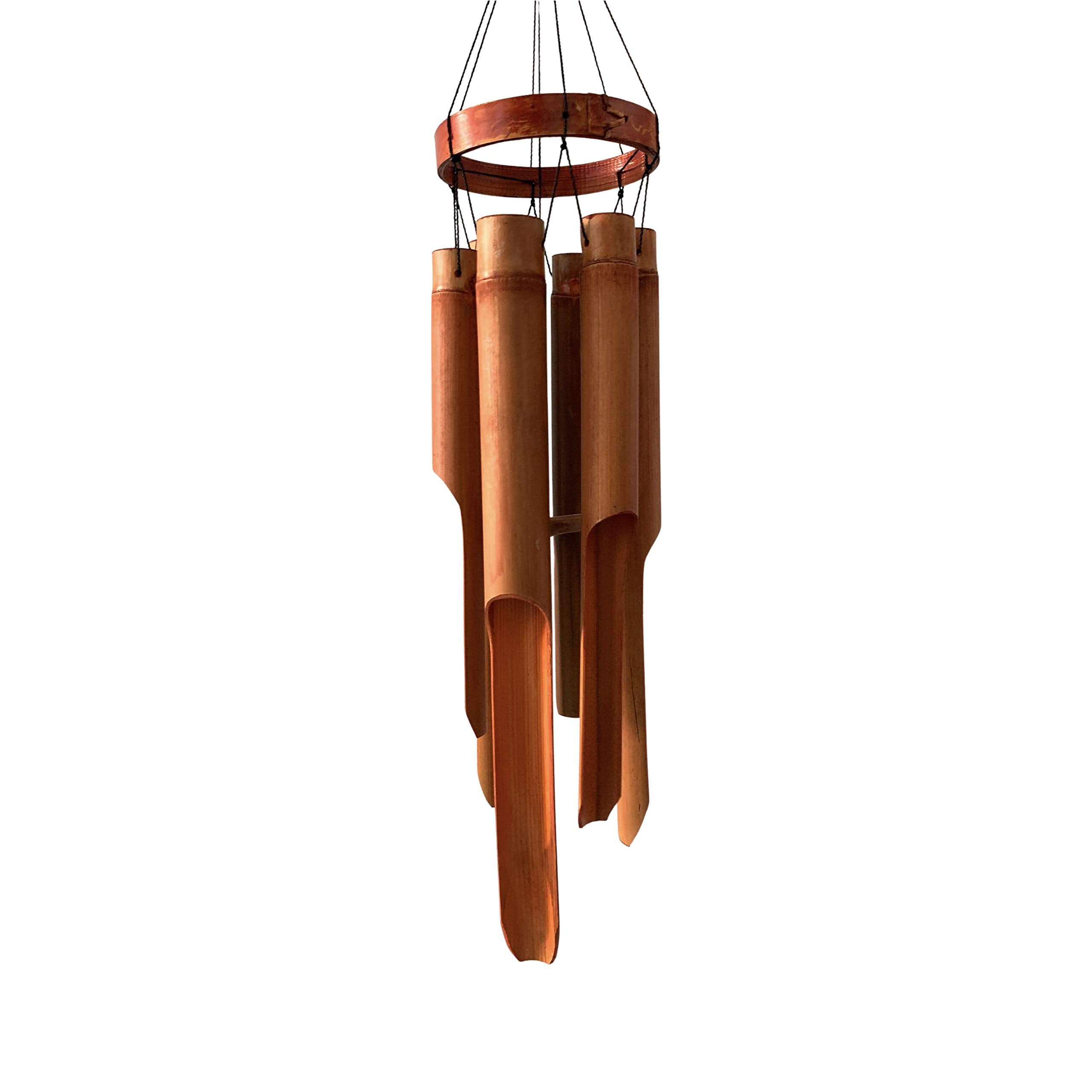 Ankinte Classic Bamboo Wind Chimes With Circle Top, Wood Wooden Wind Chimes Outdoor, Deep Tone Soothing Sound (27)