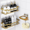 BATHDESIGN Shower Caddy Shelves Organizer Rack, 3 Pack Shower Caddy with Soap Holder, Shower Shelves for Inside Shower, No Drill