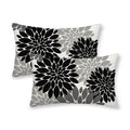 Cxmeifly Black Grey Gray Pillow Covers 12X20 Inch Set Of 2 Dahlia Floral Decor Throw Pillows Summer Modern Geometry Flower Outdo