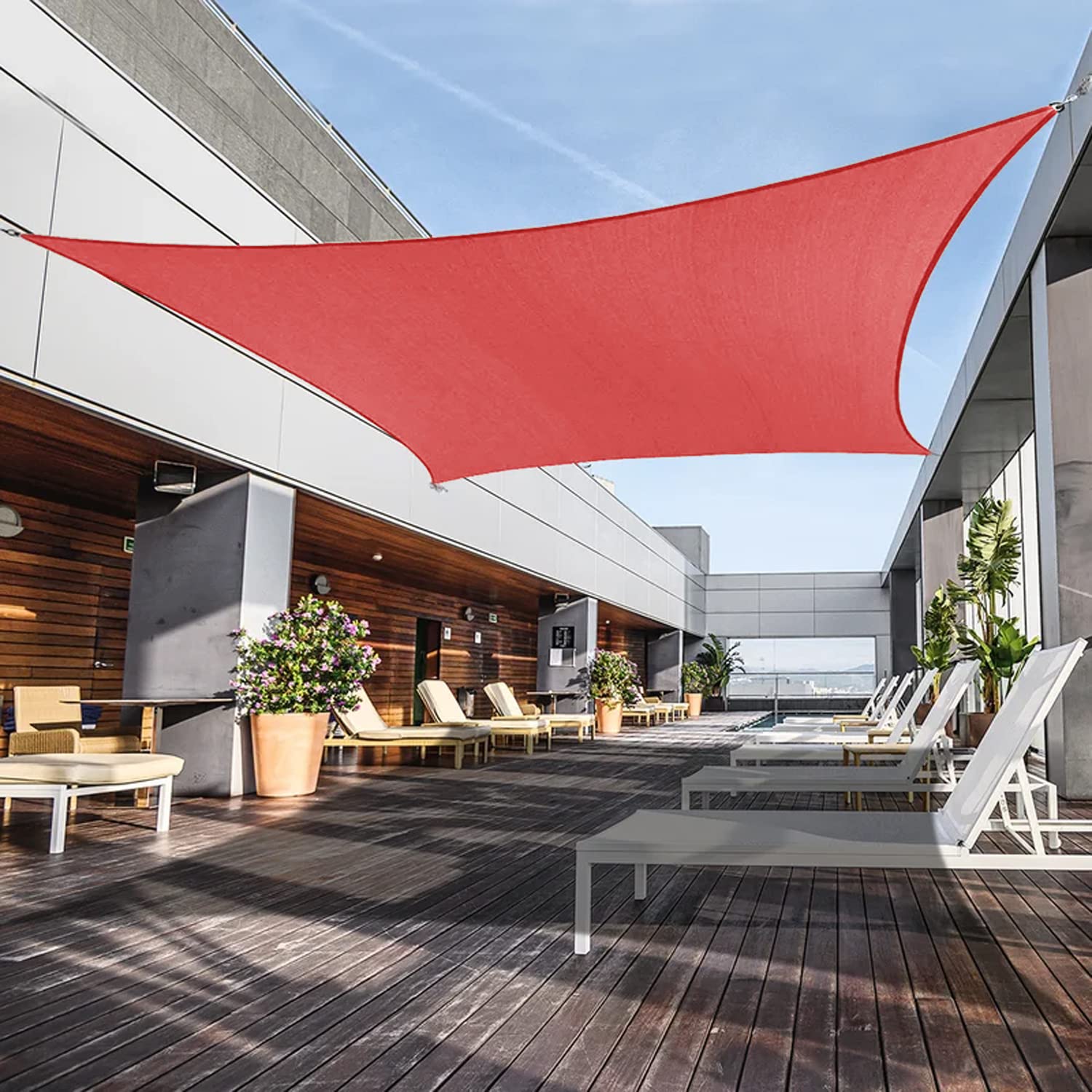 Awnpro 2' X 4' Shade Sails 180Gsm Rectangular Shade Sails Sun Rays Blocking Patio Garden Outdoor Facilities Red