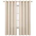 Bgment Faux Linen Curtains 90 Inches Long Set Of 2 Panels, Living Room Long Curtains Burlap Textured Thick Light Filtering Privacy Grommet Window Treatments, 52 X 90 Inch, Light Beige
