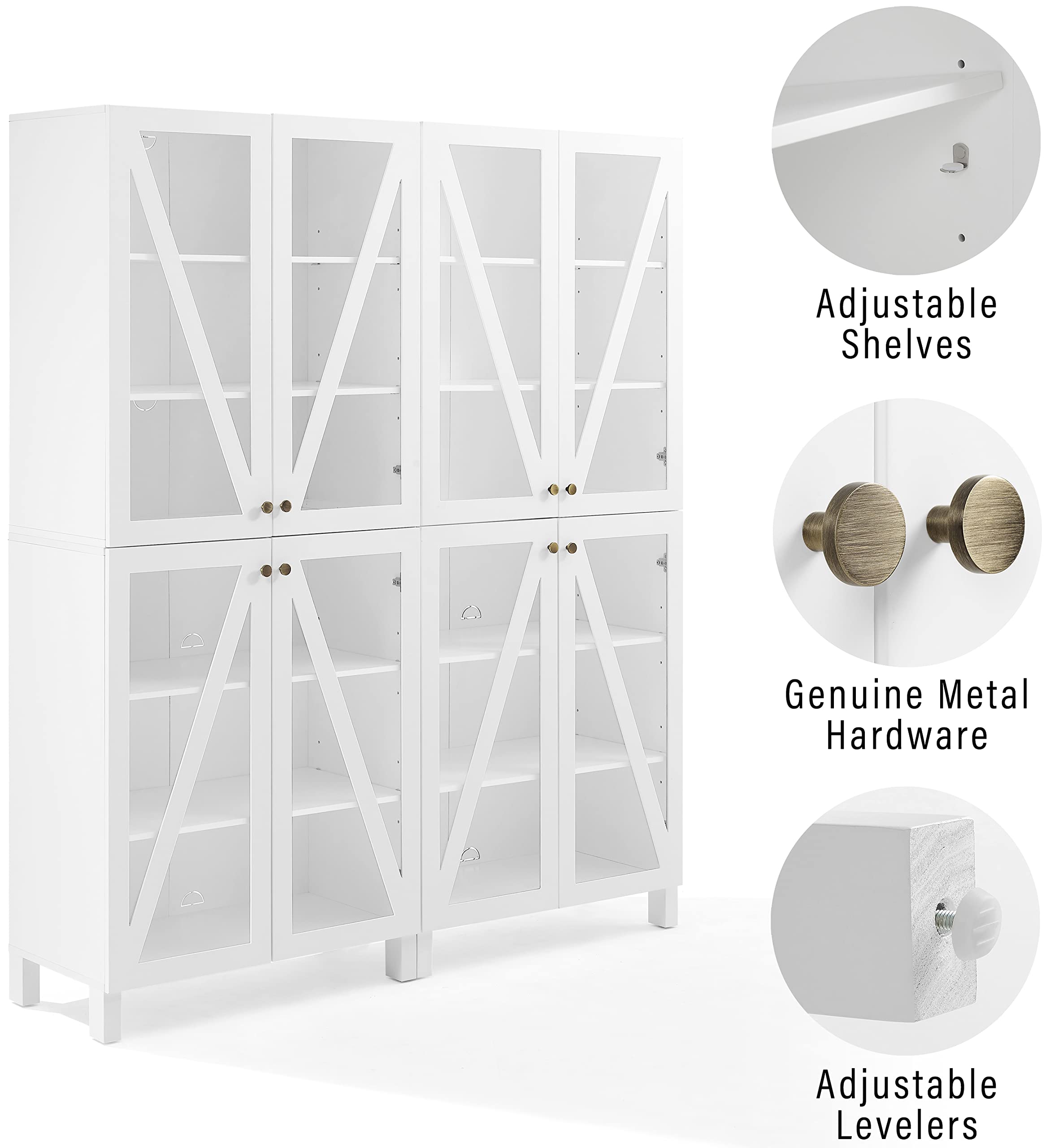 Crosley Furniture Cassai 2-Piece Pantry Storage Cabinet Set With Shelves, Kitchen, Dining, Or Laundry Room, White