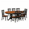 East West Furniture PLNI9-BCH-W 9 Piece Dining Table Set Includes an Oval Dining Room Table with Butterfly Leaf and 8 Wood Seat Chairs, 42x78 Inch, Black & Cherry