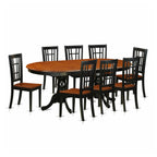 East West Furniture PLNI9-BCH-W 9 Piece Dining Table Set Includes an Oval Dining Room Table with Butterfly Leaf and 8 Wood Seat Chairs, 42x78 Inch, Black & Cherry